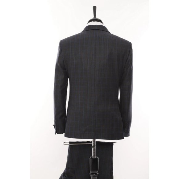 Derman Grey Square Patterned Fabric 3 Piece Suit - Picture 4 of 5